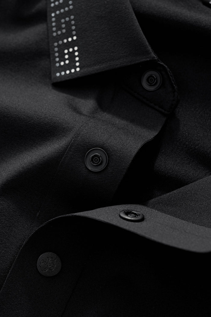 Perforated Collar Performance Polo – El Baron BLACK/SILVER