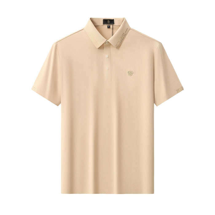 Perforated Collar Performance Polo – El Baron KHAKI/GOLD