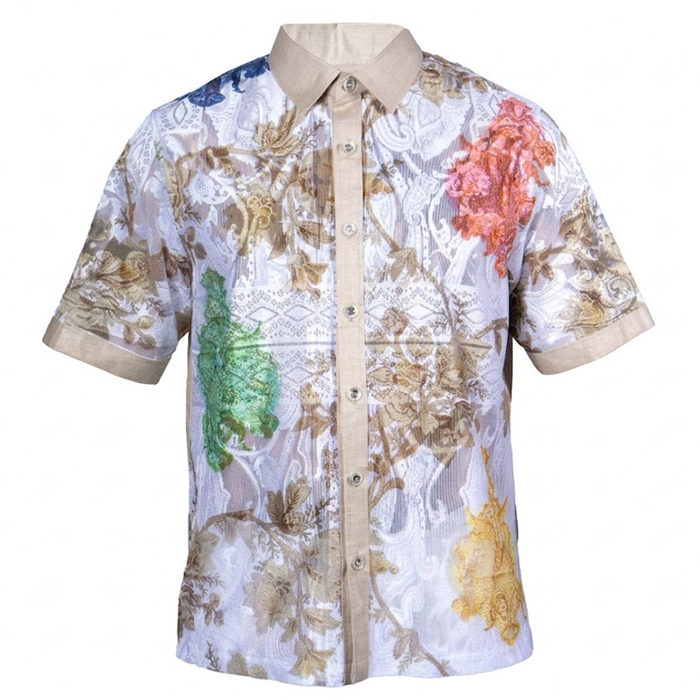 Prestige LUX-560 Oatmeal Lace Linen Shirt