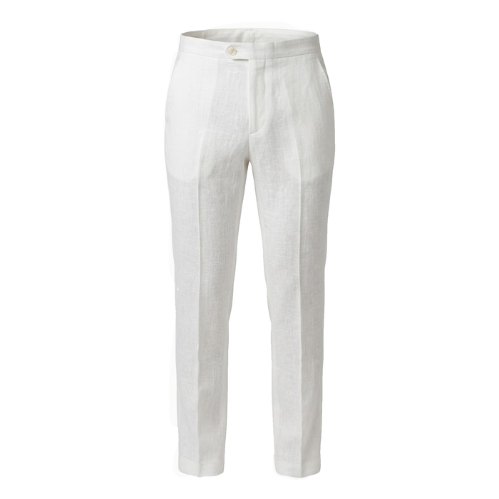 Prestige White Drawstring Linen Pants