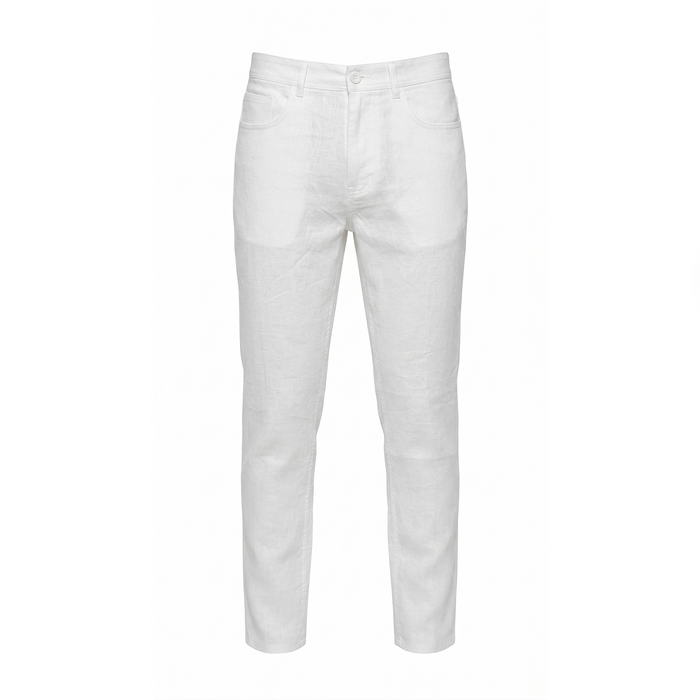 Prestige White High End Linen Pants