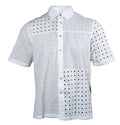 Prestige White Short Sleeve Perforated Button-Up Shirt - Dudes Boutique