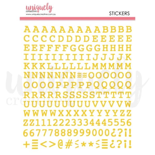 Puffy Gold Alpha Stickers - Uppercase
