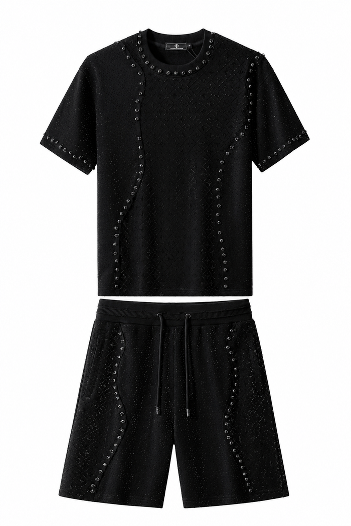 Radiant Grid Stone Short set – Century Penthouse BLACK/BLACK