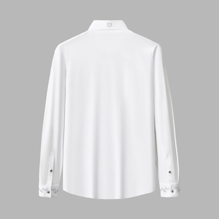 Regal Lace Crystal Dress Shirt WHITE