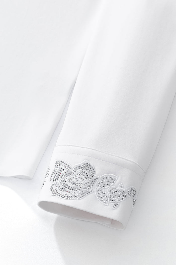 Regal Lace Crystal Dress Shirt WHITE