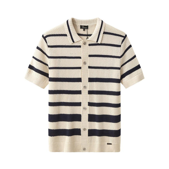 Regatta Mesh Stripe Knit SS Shirt IVORY