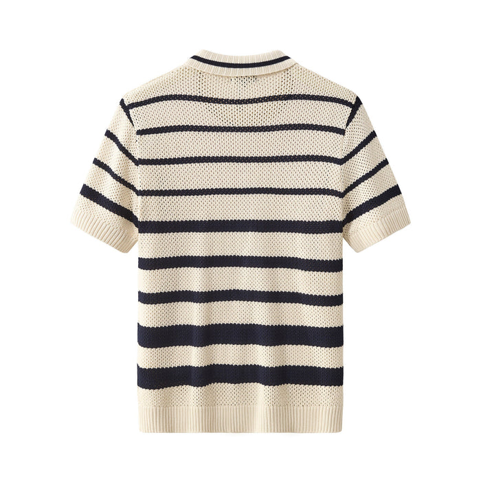 Regatta Mesh Stripe Knit SS Shirt IVORY