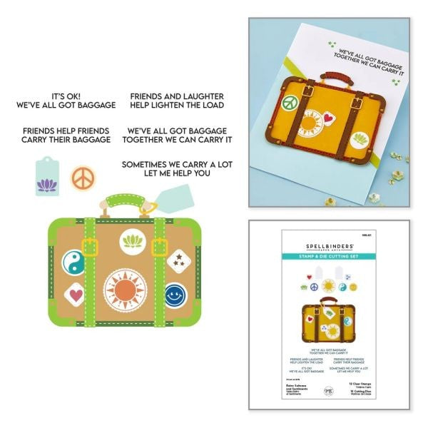 Retro Suitcase & Sentiment s- Stamp & Die Set