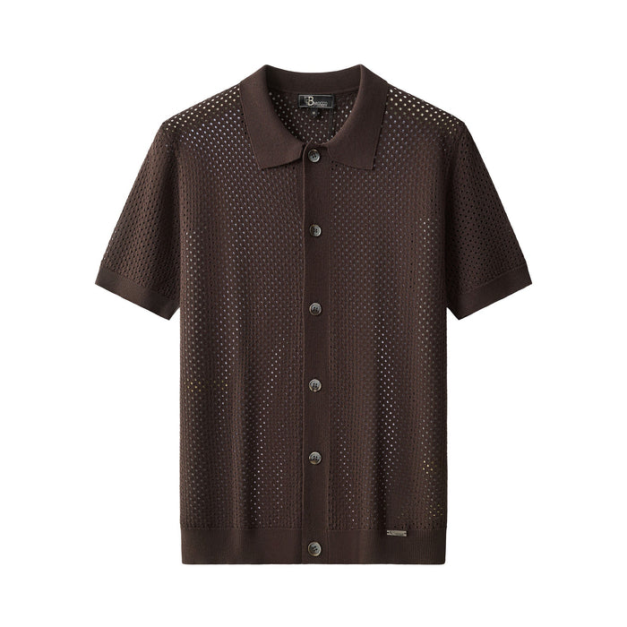 Riviera Mesh Knit SS Shirt COFFEE