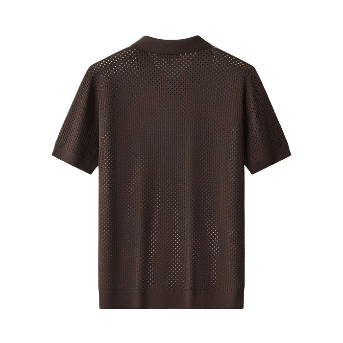 Riviera Mesh Knit SS Shirt COFFEE