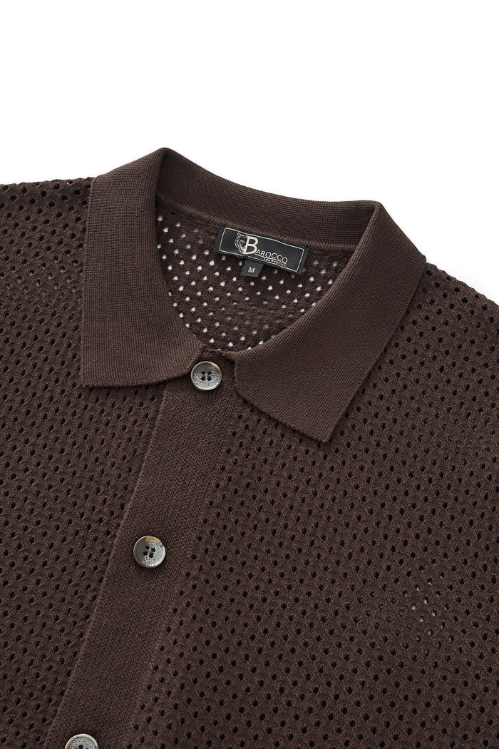 Riviera Mesh Knit SS Shirt COFFEE