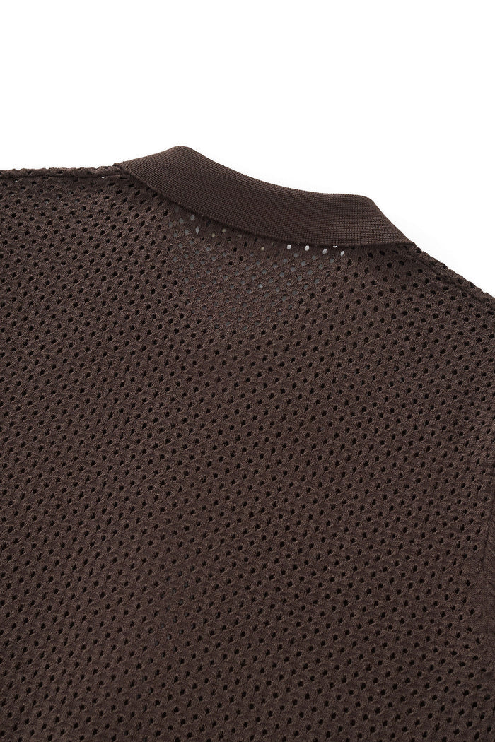 Riviera Mesh Knit SS Shirt COFFEE