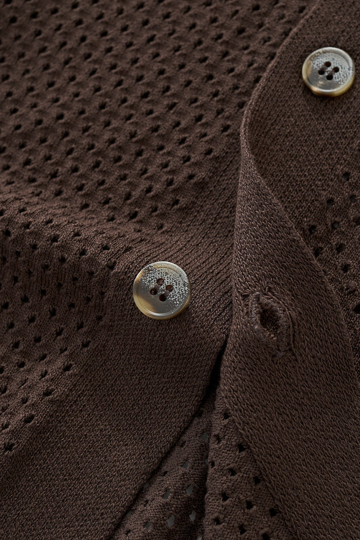 Riviera Mesh Knit SS Shirt COFFEE