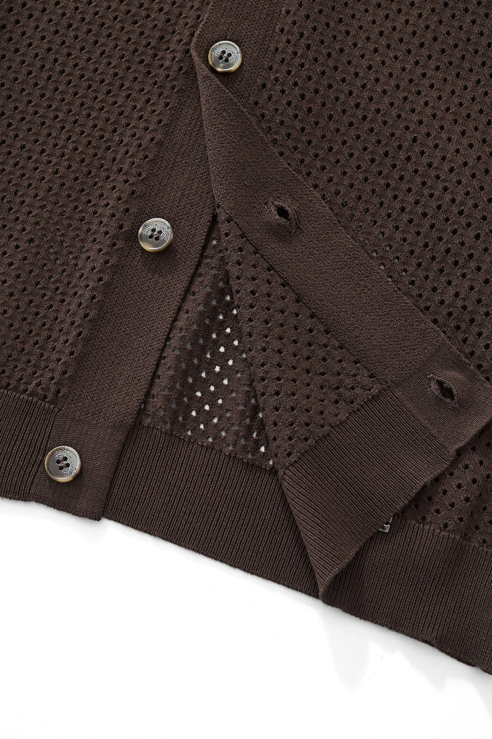 Riviera Mesh Knit SS Shirt COFFEE