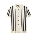 Riviera Stripe Mesh Knit SS Shirt IVORY