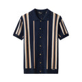 Riviera Stripe Mesh Knit SS Shirt NAVY