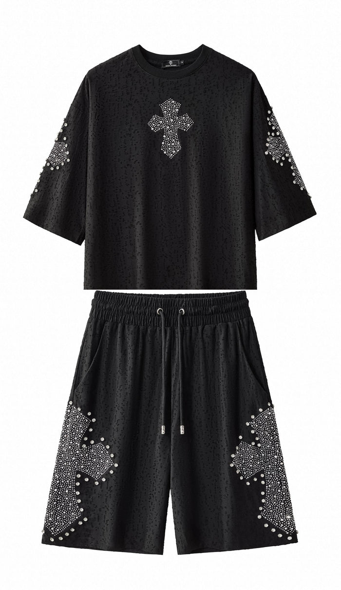 Sanctum Cross Short Set – Century Penthouse BLACK/SILVER