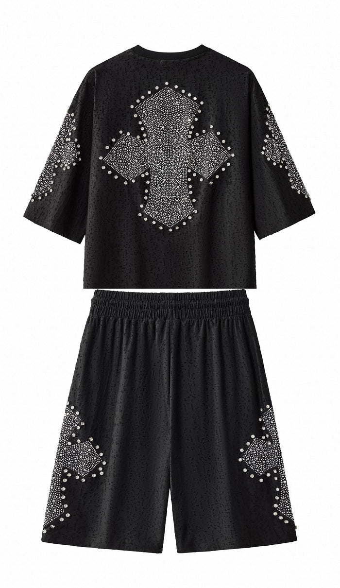 Sanctum Cross Short Set – Century Penthouse BLACK/SILVER