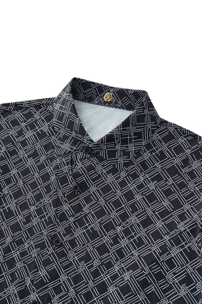 Seamless Geo Print Shirt – El Baron BLACK