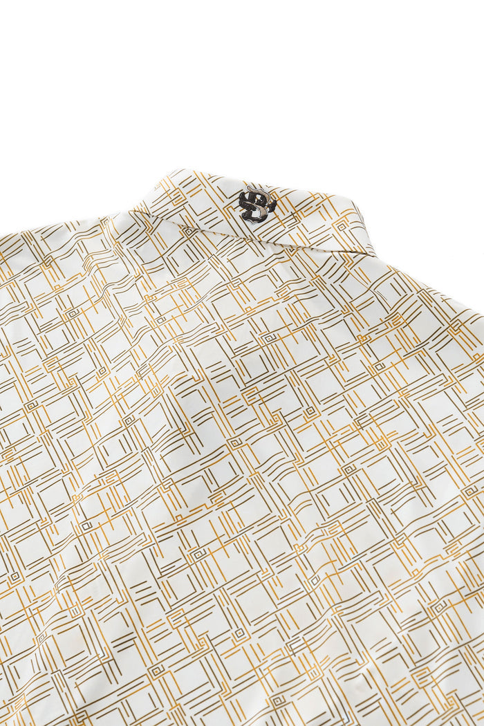 Seamless Geo Print Shirt – El Baron WHITE