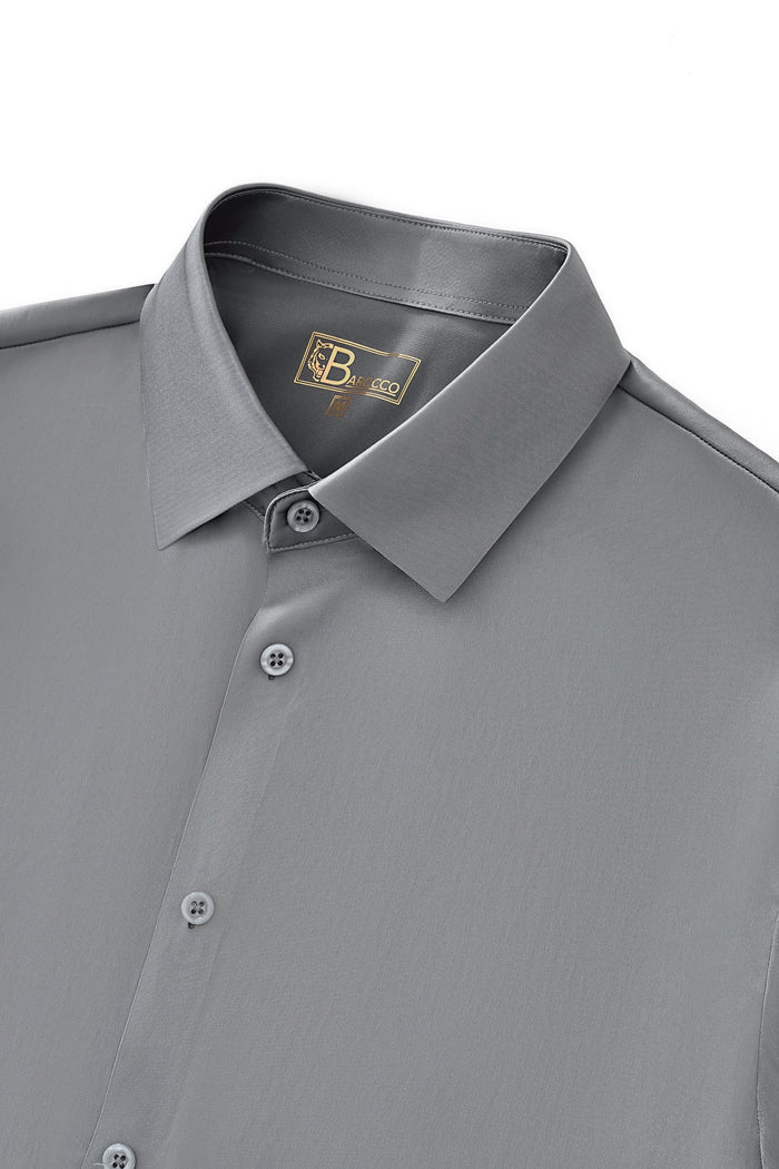 SIGNATURE SATIN STITCHLESS LS Shirt GREY