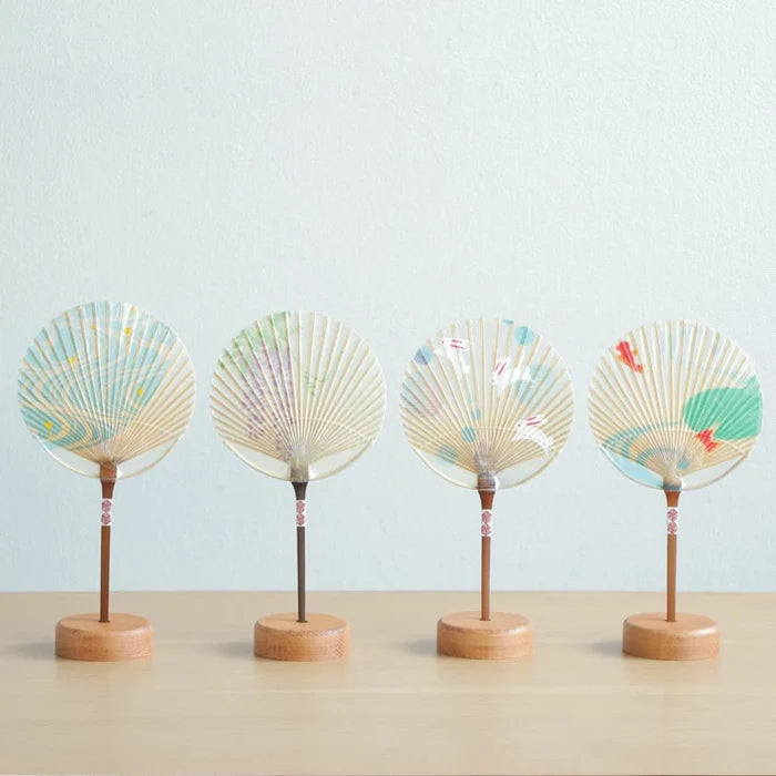 Small Mizu Uchiwa (Water Fan) - Wisteria -, Japanaese paper fan