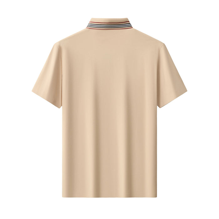 Stripe Collar Performance Polo – El Baron KHAKI