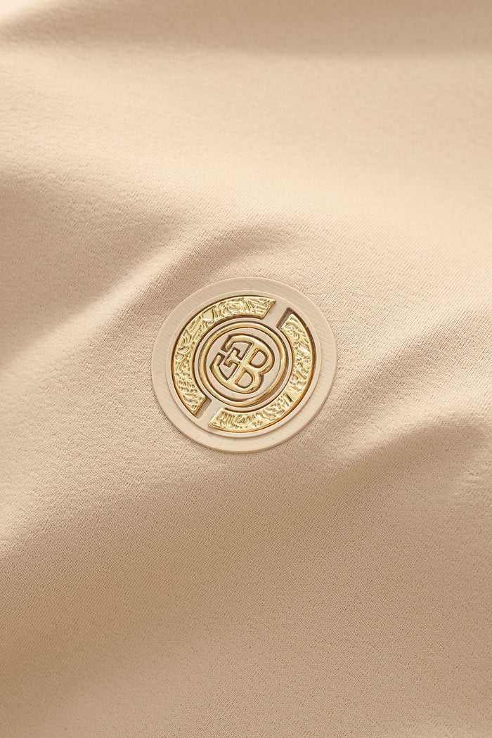 Stripe Collar Performance Polo – El Baron KHAKI