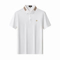 Stripe Collar Performance Polo – El Baron WHITE