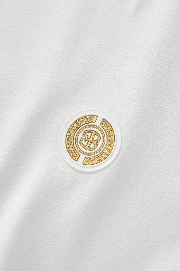 Stripe Collar Performance Polo – El Baron WHITE