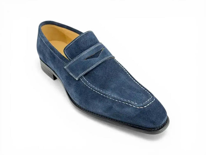 Suede Penny Loafer contrast stitching