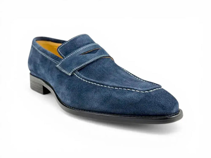 Suede Penny Loafer contrast stitching
