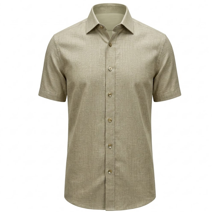 Suslo Couture Khaki Linen Collar Shirt