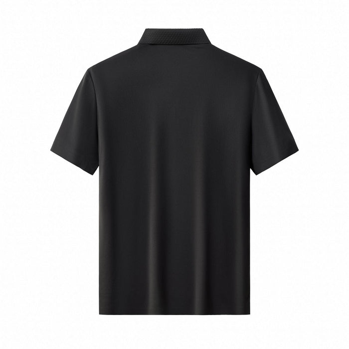 Textured Collar Performance Polo – El Baron BLACK