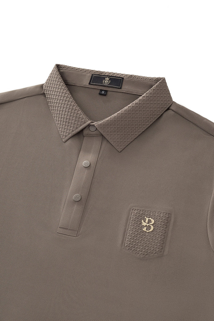 Textured Collar Performance Polo – El Baron KHAKI