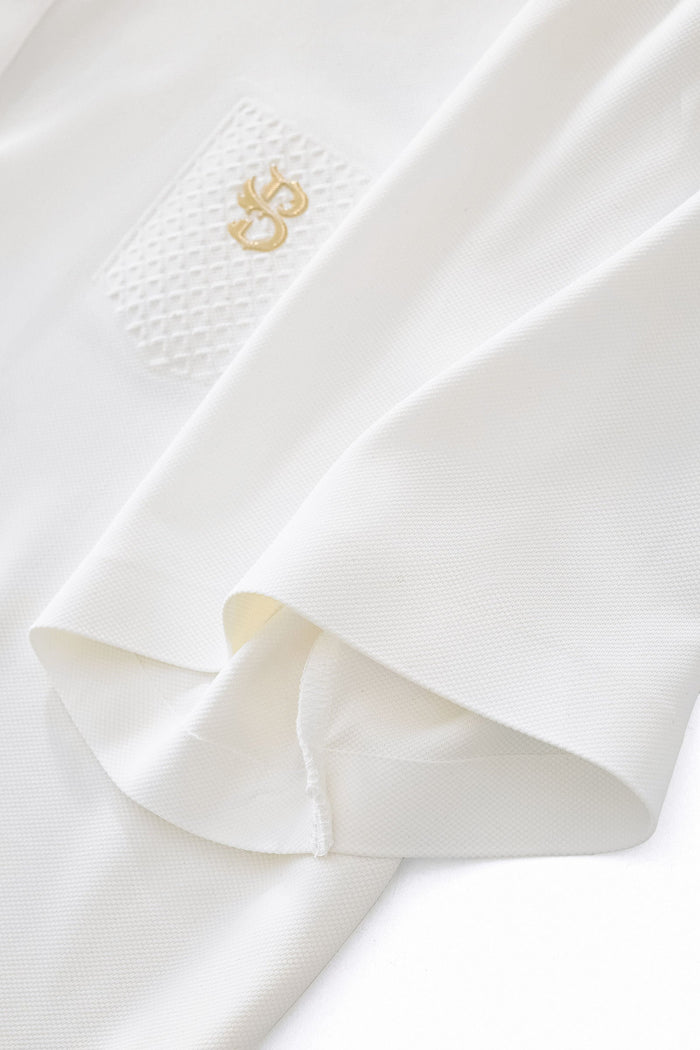 Textured Collar Performance Polo – El Baron WHITE