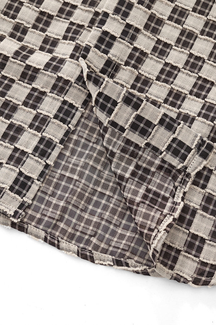 Textured Grid Shirt GREY
