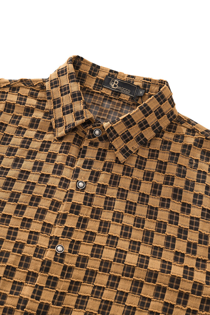 Textured Grid Shirt KHAKI