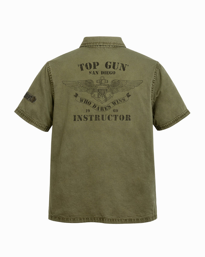 Top Gun Military Instructor Shirt Short Sleeve - Olive