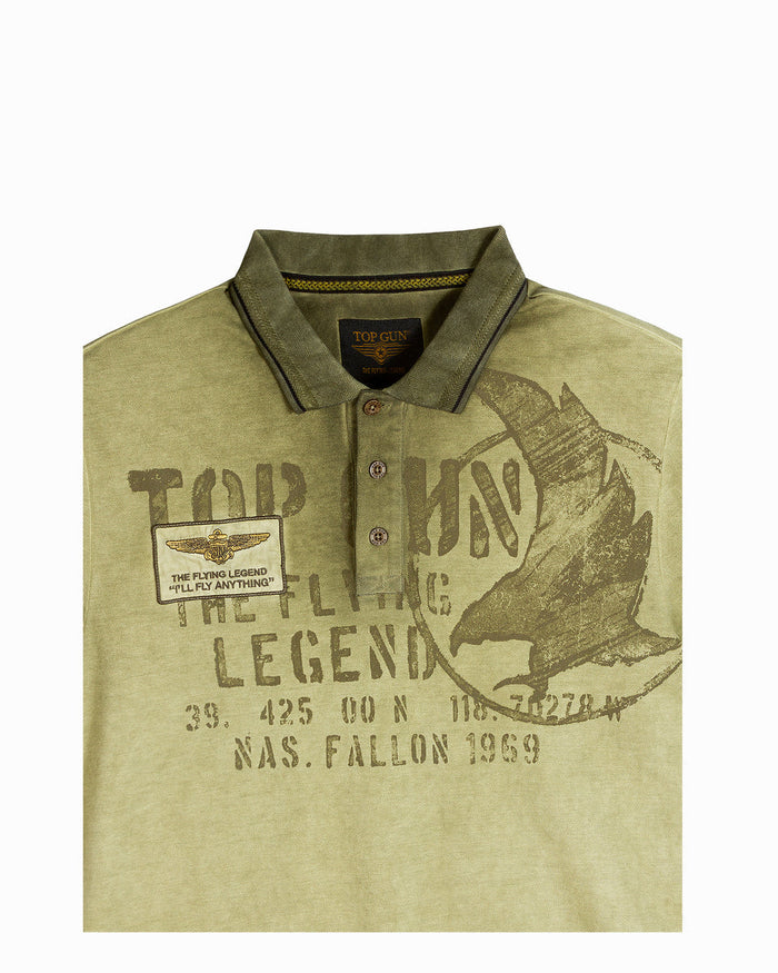 Top Gun "Vintage Eagle Flying Legend" Polo - Olive
