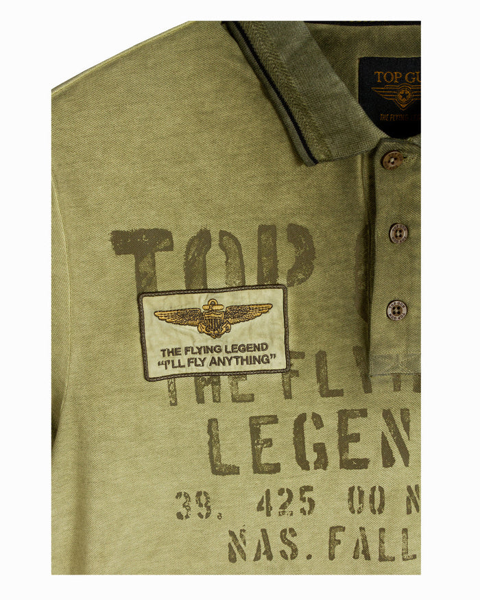 Top Gun "Vintage Eagle Flying Legend" Polo - Olive