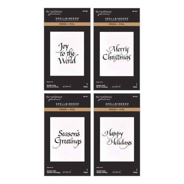 Upright Italic Holiday Sentiments - Press & Foil Bundle