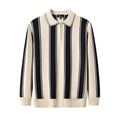 Vanguard Stripe Knit Polo LS IVORY
