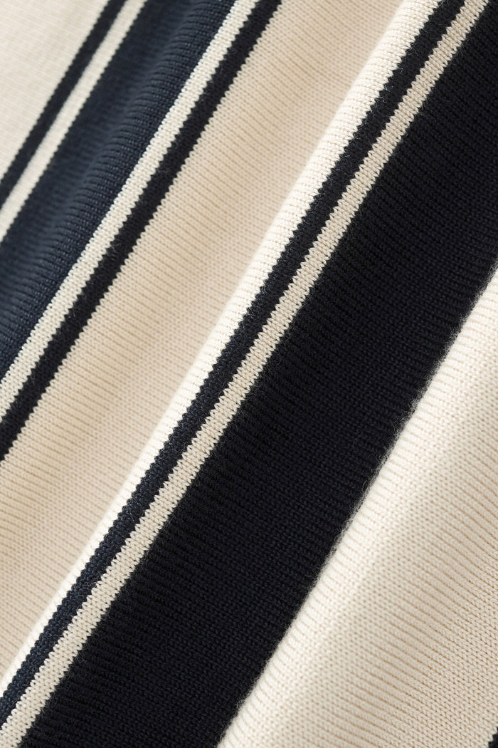 Vanguard Stripe Knit Polo LS IVORY