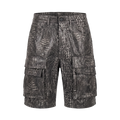 Waimea Alligator Print PU Leather Cargo Shorts