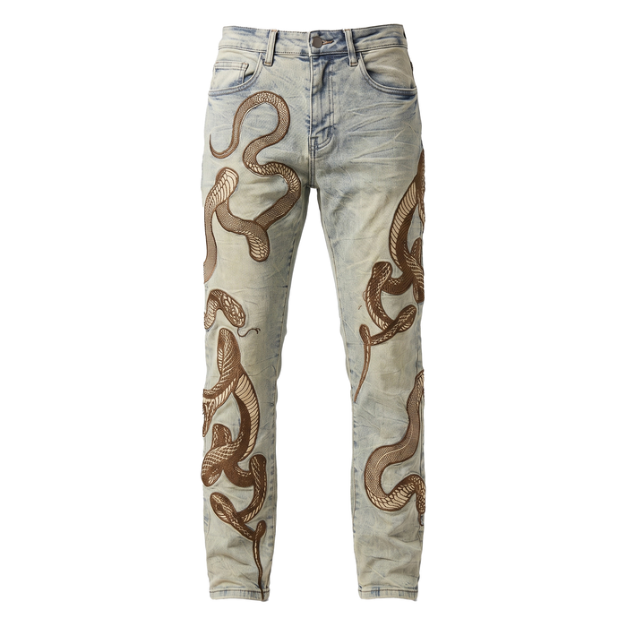 Waimea Gold Serpent Embroidered Jeans
