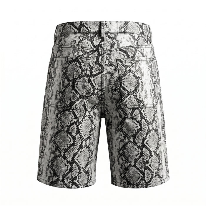 Waimea Python Pattern PU Leather Cargo Shorts