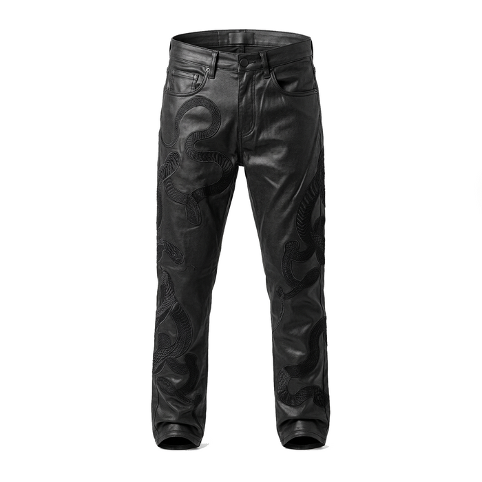 Waimea Snake Appliqué Wax Denim Jeans