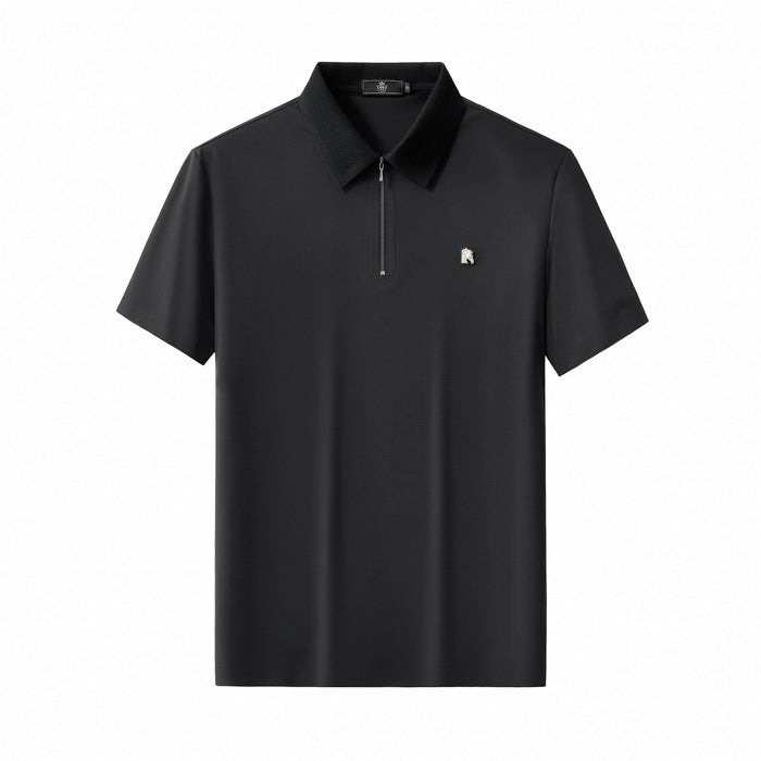 Zip Placket Performance Polo – El Baron BLACK